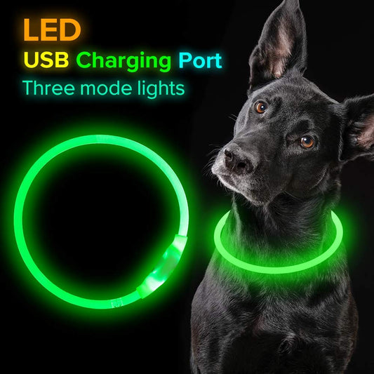 Safety Flashing Collar Light for Dog USB Rechargeable Glowing Necklace